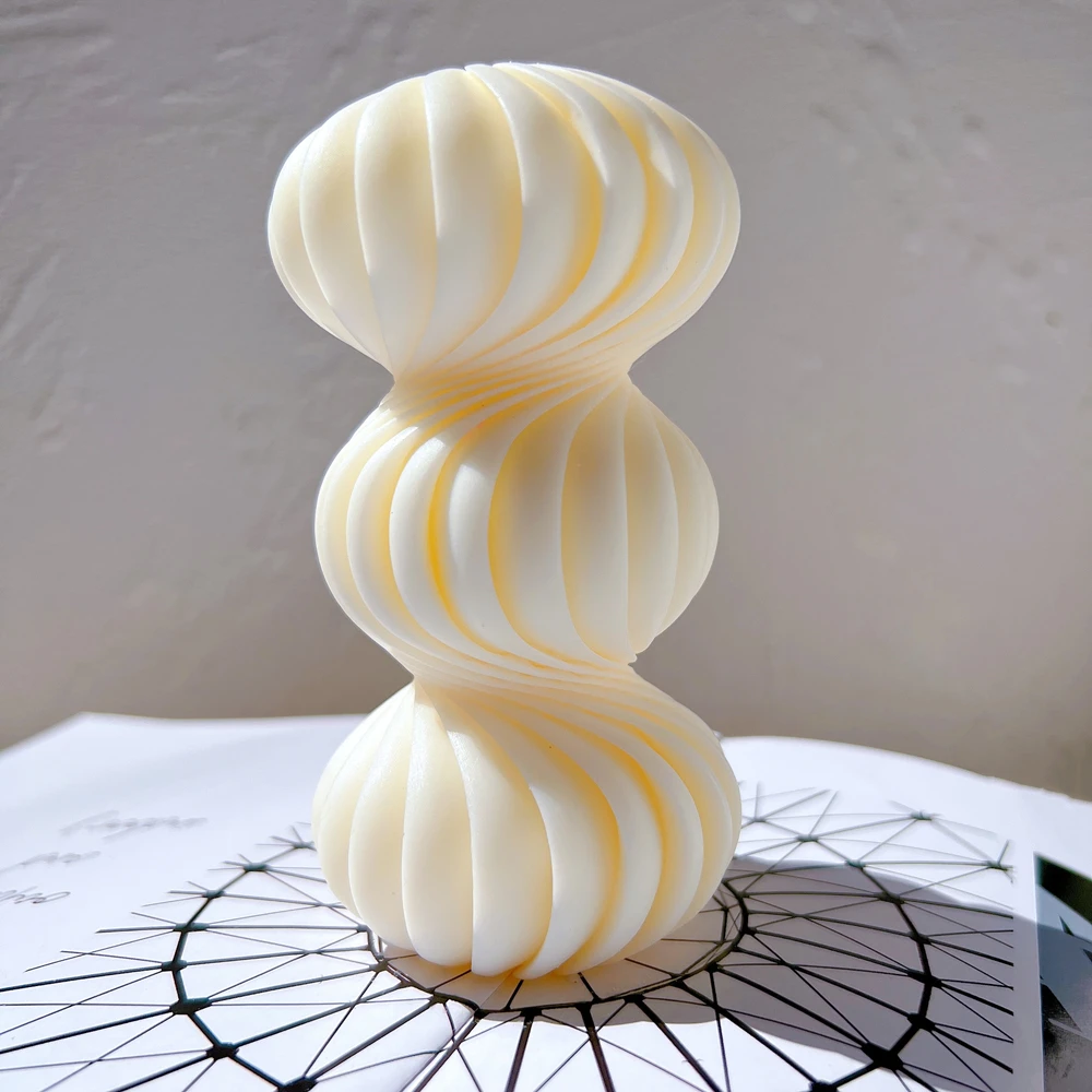 

Geometric Abstract Decorative Wavy Soy Wax Mold Round Swirl Pillar Candle Molds Wave Twirl Taper Spiral Silicone Mould