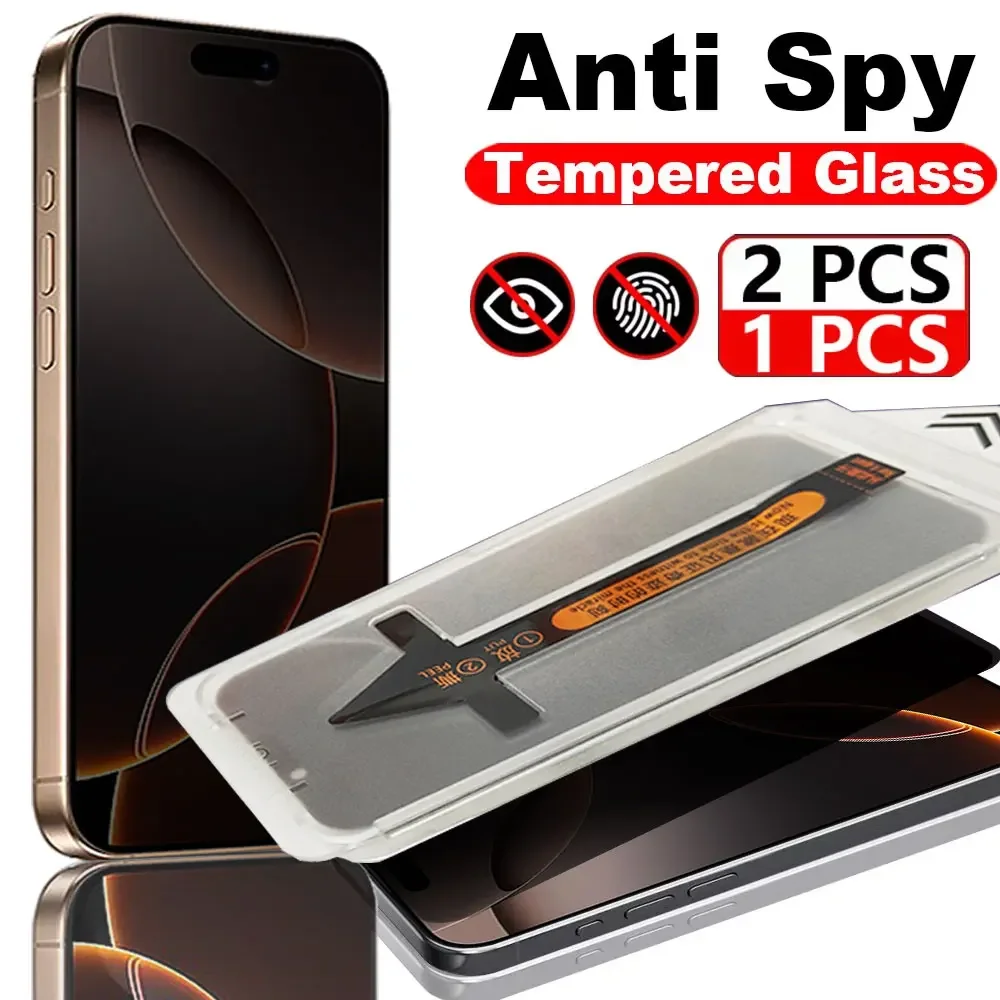 

1-2PCS Anti Spy Glass For iPhone 16 Pro Max 15 14 13 12 Pro Max 14 15 Plus Full Cover Privacy Screen Protector Dust Free Glass