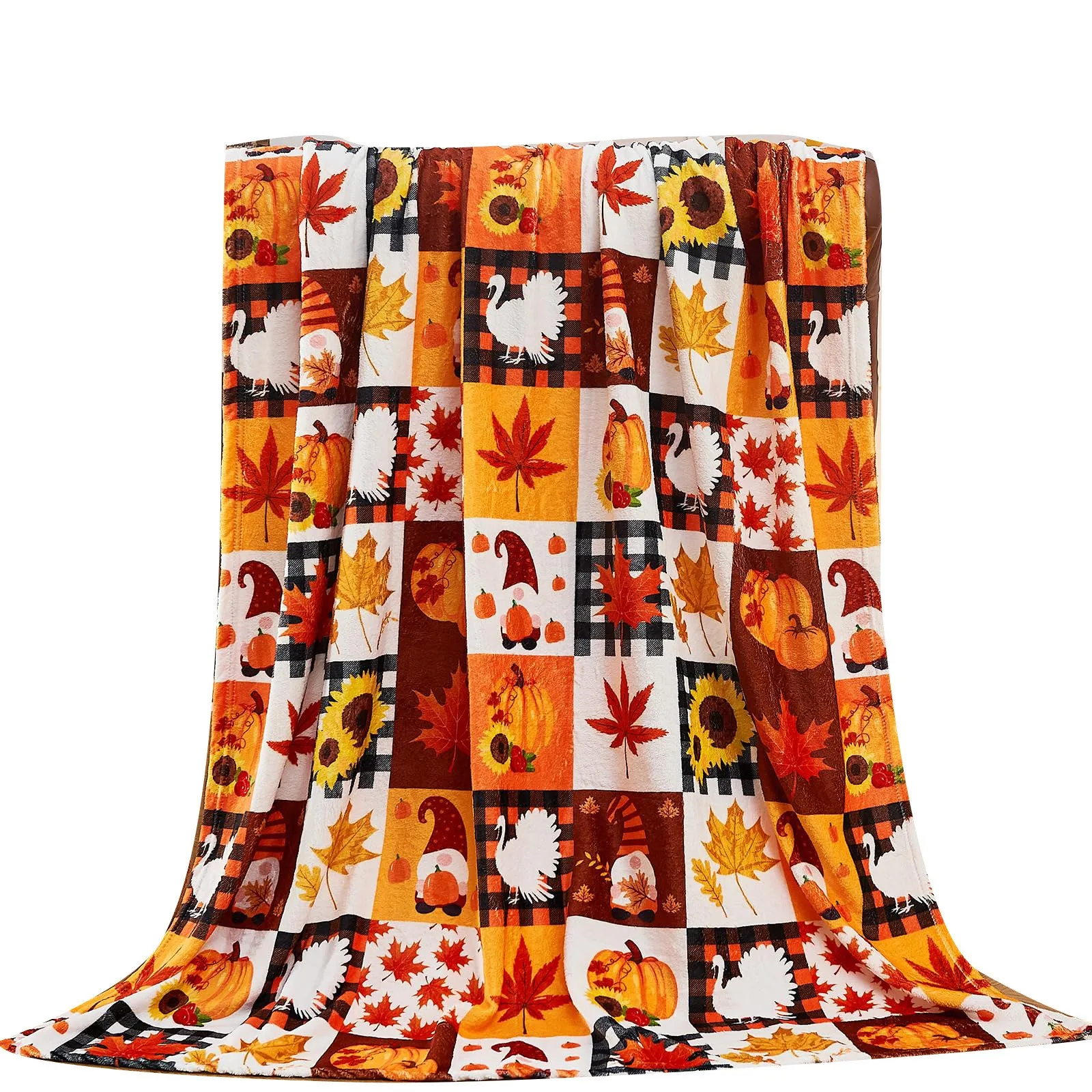 Blanket Fall Pumpkin Maple Print Blankets Thin Flannel Quilts Thanksgiving Gift Blanket For Home Couch Sofa Air Condition Quilt