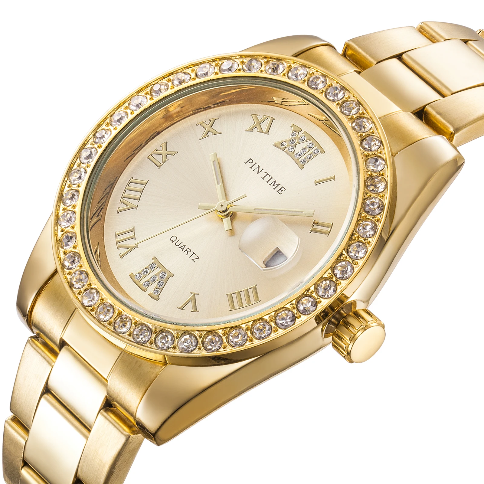 Montres à quartz diamant pour hommes et femmes, grand cadran, horloge de marque de luxe, montre féminine