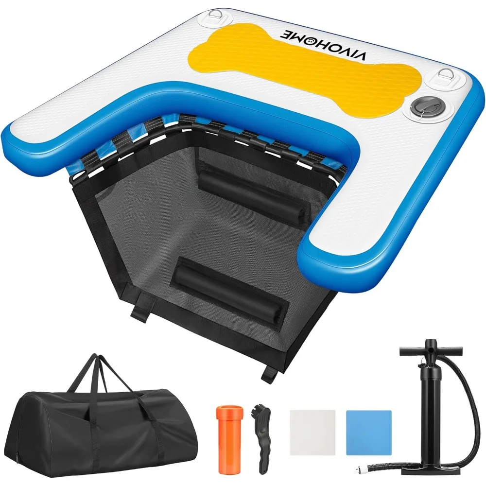 

Inflatable Dog Boat Ramp Float for Pets Swimming Floating Ramp Ladder with Non-Slip Pad for Pools Boats Docks Lakes