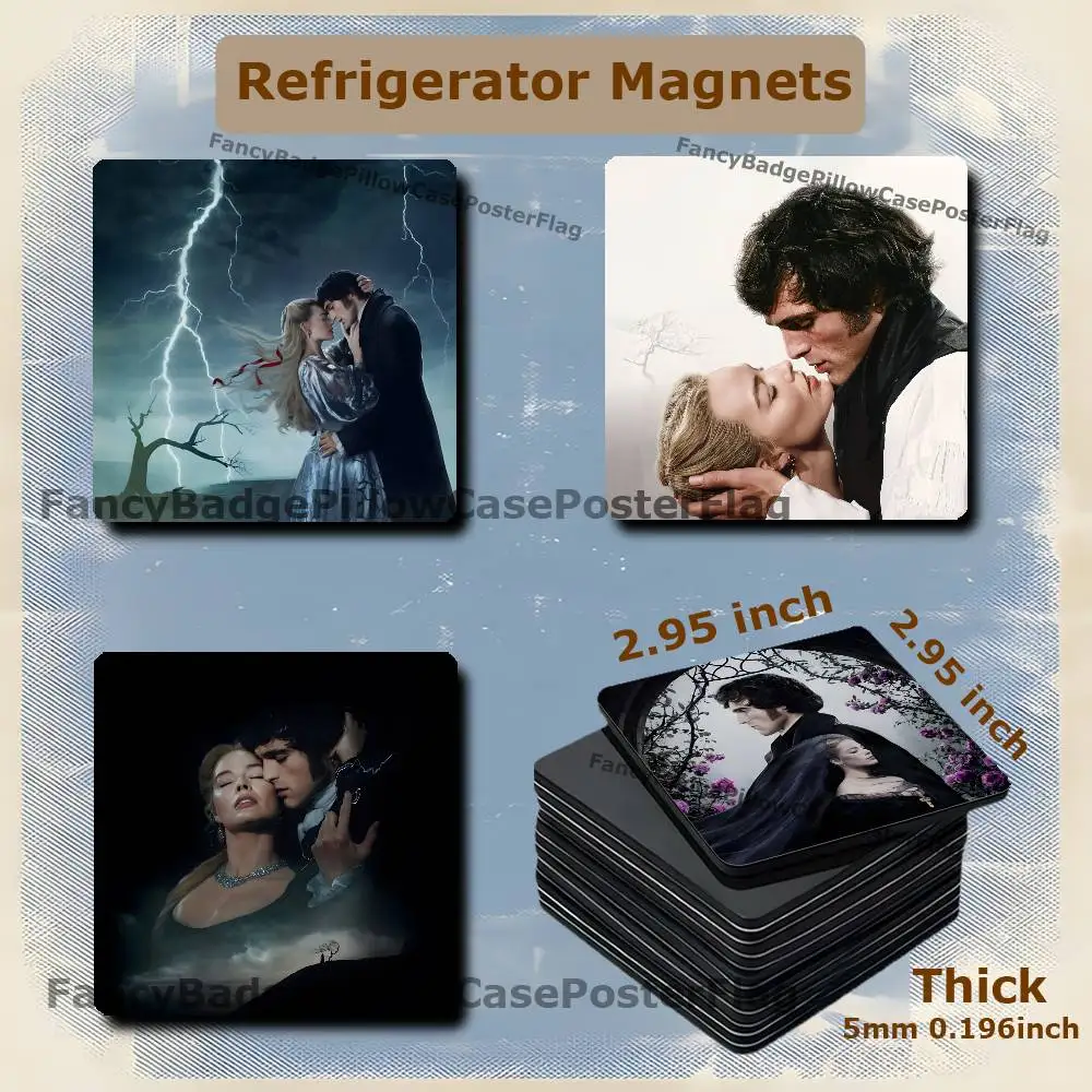 W-Wuthering Heights 2026 75mm Frigerator Magnet Square Stickers Personalize Fridge Refrigerator Wall Door Decoration