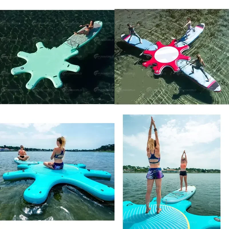 Commercial Customized Water Floating Drop Stitch Material Aqua Sup Yoga Dock Station With Inflatable Yoga Paddle Board