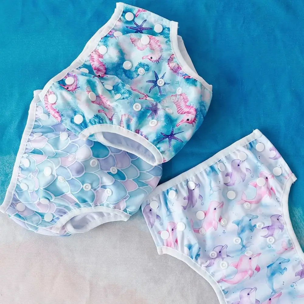 Adjustable Baby Swimming Diaper Snap on Closure Breathable Waterproof Diaper Pants Polyester Material Reusable Washable