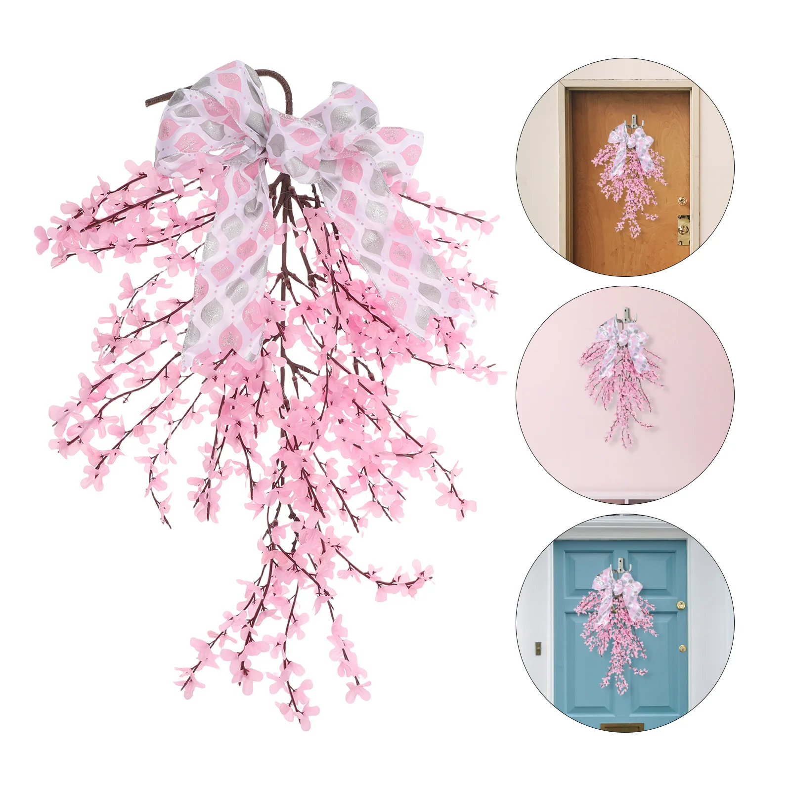 

Spring Artificial Flower Swag Bowknot Front Door Wedding Backdrop Party Home Hanging Decor Accent Fake Flower Swag for Wedding