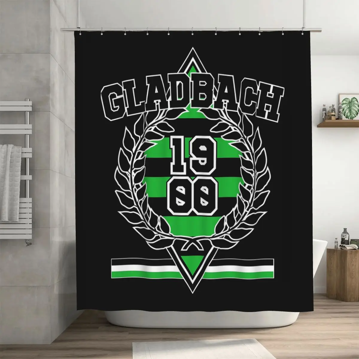 

Gladbach 1900 Gladbacher Monchengladbach Shower Curtain Bathroom Polyester Waterproof Bath Curtains with Hooks