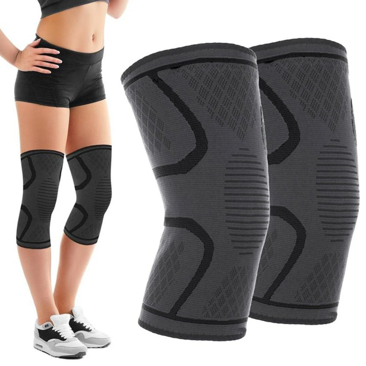

2Pcs Knee Brace Compression Sleeve for Running, Joint Pain Relief, Arthritis and Injury Recovery