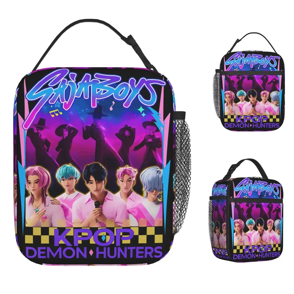 Saja Boys Kpop Hunter Movie Lunchtasche für Kinder, Designer-Lunchbox, Vintage-Schule, Kühltasche, isolierte Oxford-Thermo-Lunchtaschen