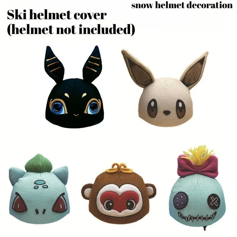 pokemon-eevee-hand-made-cute-cartoon-personality-creative-ski-safety-helmet-cover-half-helmet-hood-decoration-birthday-gift