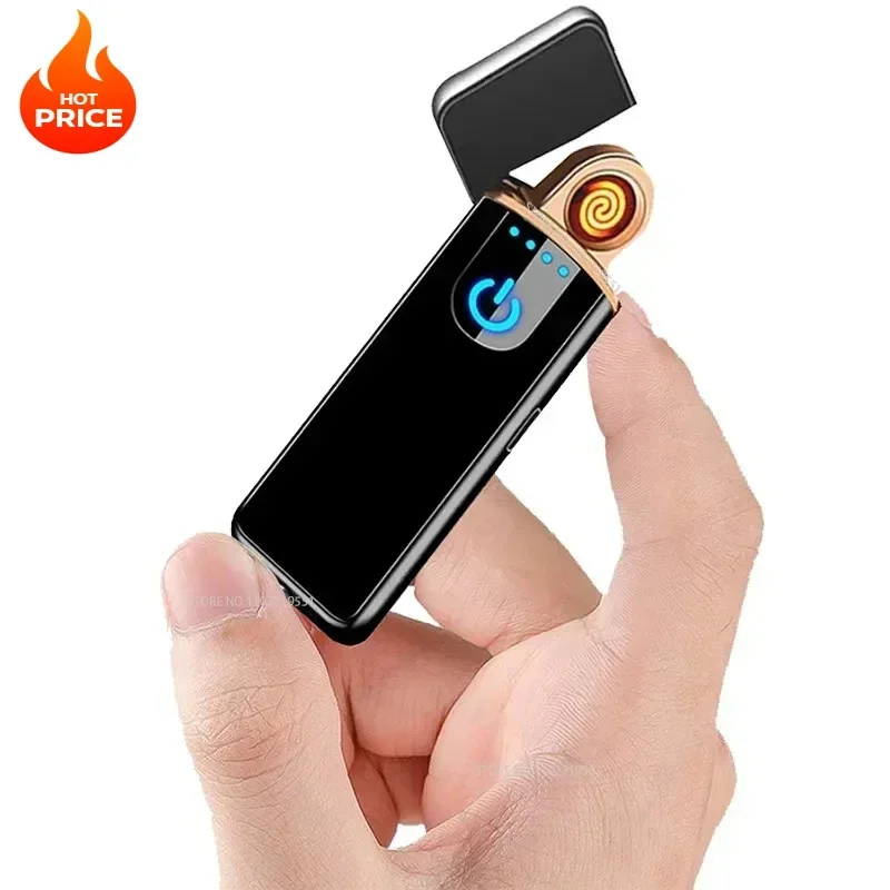 2024 USB Electric Lighters Windproof USB Rechargeable Touch Windproof Cigarette Accessories Electric Lighter Portable e ziggarte