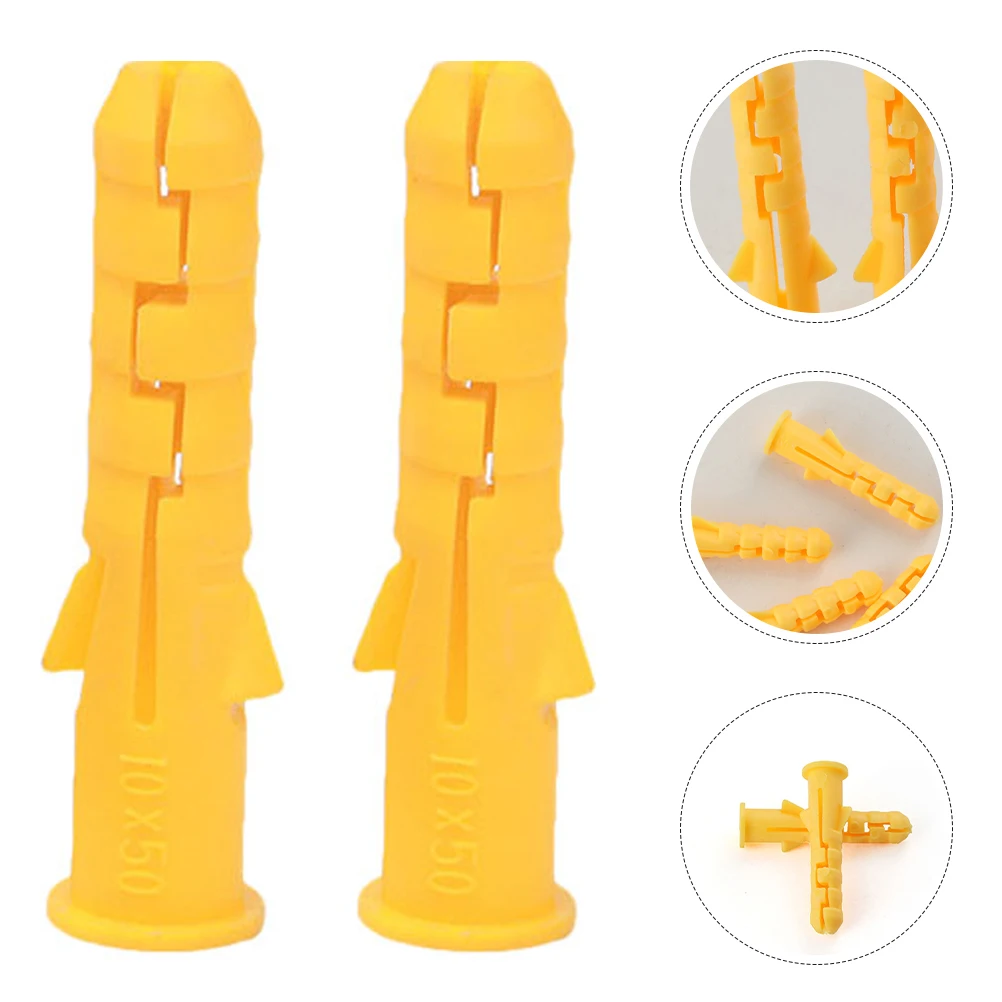 

200pcs Plastic Expansion Tube Kit M6*40 Yellow Wall Anchors Drywall Ribbed Self Drilling Hollow Screw Life Extension Chemical