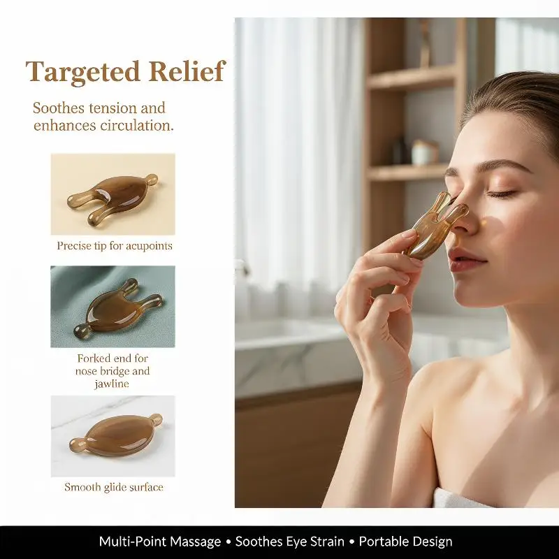 Nose Massage Tool Guasha Resin Massage Comb Face Eye Lifting Scraping SPA Massage Plate Reduce Puffiness Meridian Dredging Stick