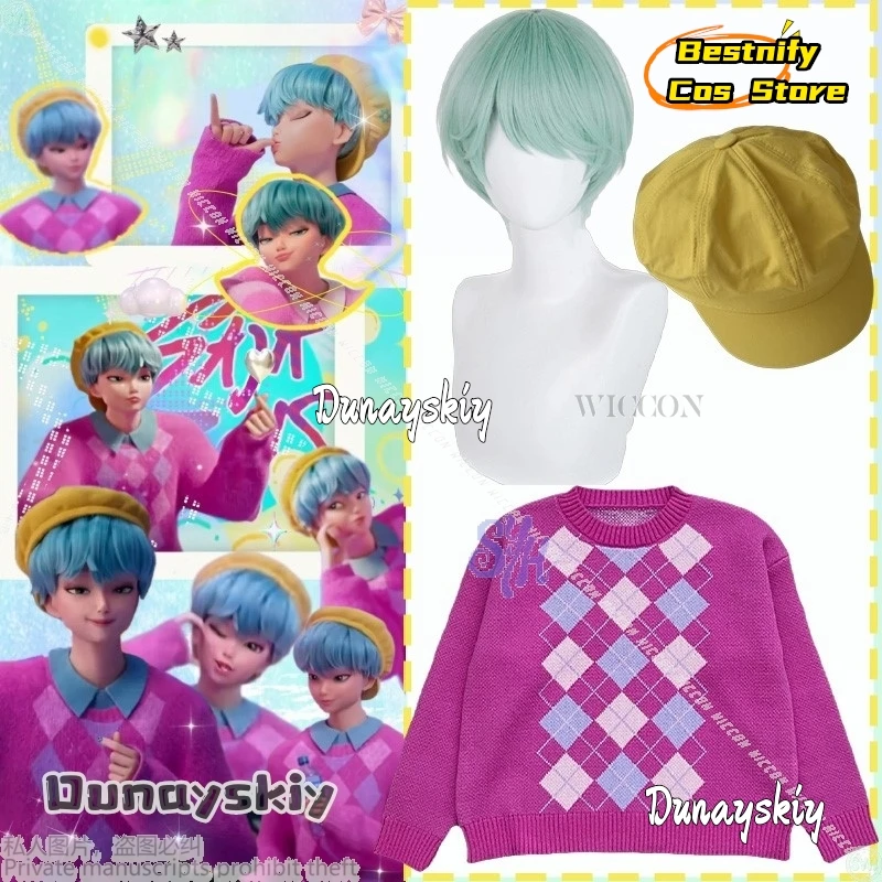 

Jirai Kei Boy Baby Saja Boys Cosplay Anime Movie Kpop Demon Costume Hot Pink Retro Wool Knitted Kawaii Cute Lovely Sweater