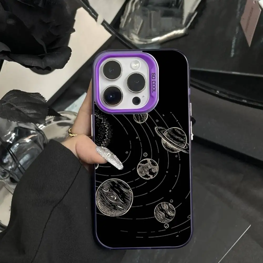 حافظة هاتف فنية من اثني عشر كوكبة لهاتف آيفون 16,15,14,17,13,12,11,XS,Mini,Pro,SE,MAX غطاء سيليكون أرجواني غير لامع