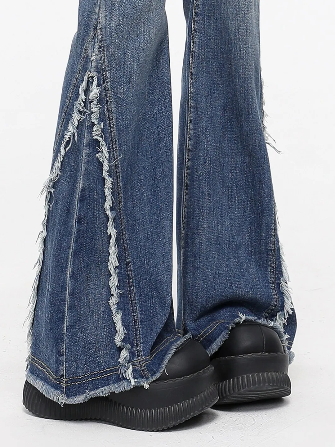 

American Style High Waist Bell Bottom Jeans Women's Autumn Winter plus Size Fleece Trim Casual Cotton Stretch Denim Pants