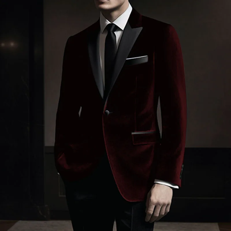 90 Groom wedding suit dress high-end suede suit