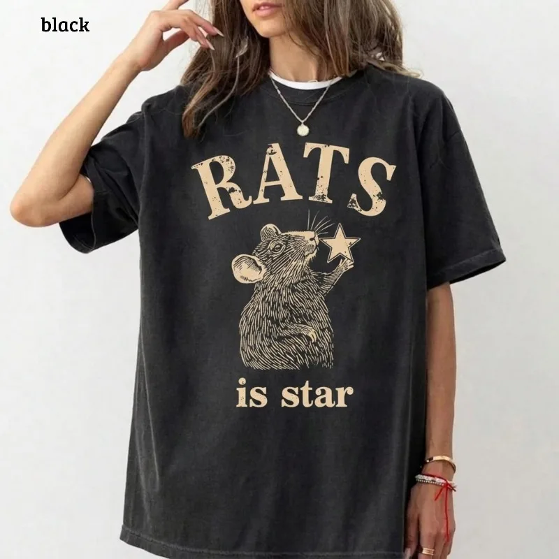 Rats Spelled Backwards Is Star Shirt, Dark Cute Pet Rat Tee Summer Men's and Women's Loose and Breathable T-shirt Top