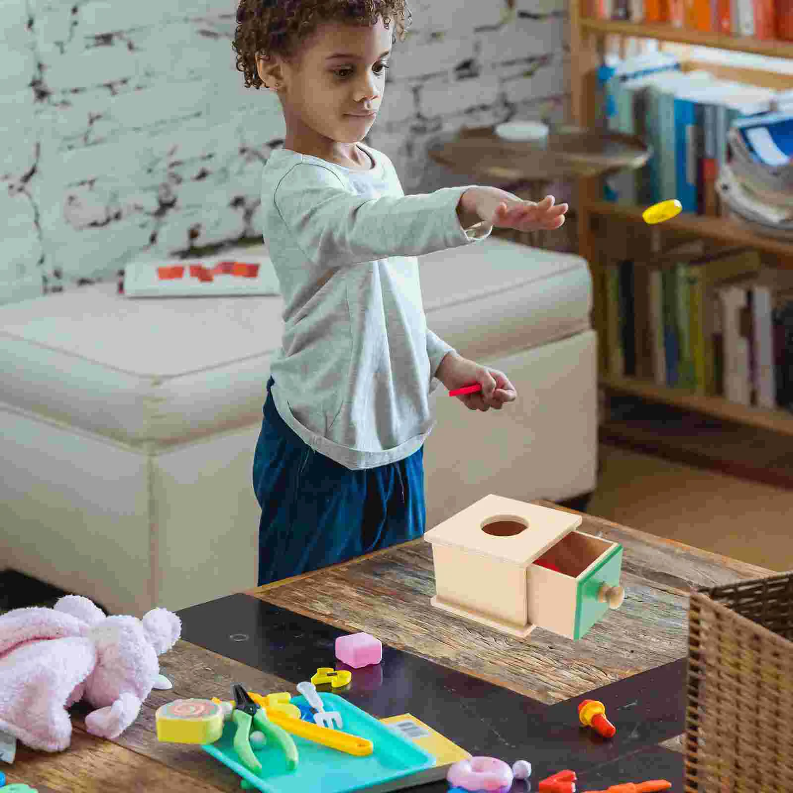 Puzzle en bois pour enfants, boîtes à monnaie, jouets pour tout-petits, coordination œil-main, alth