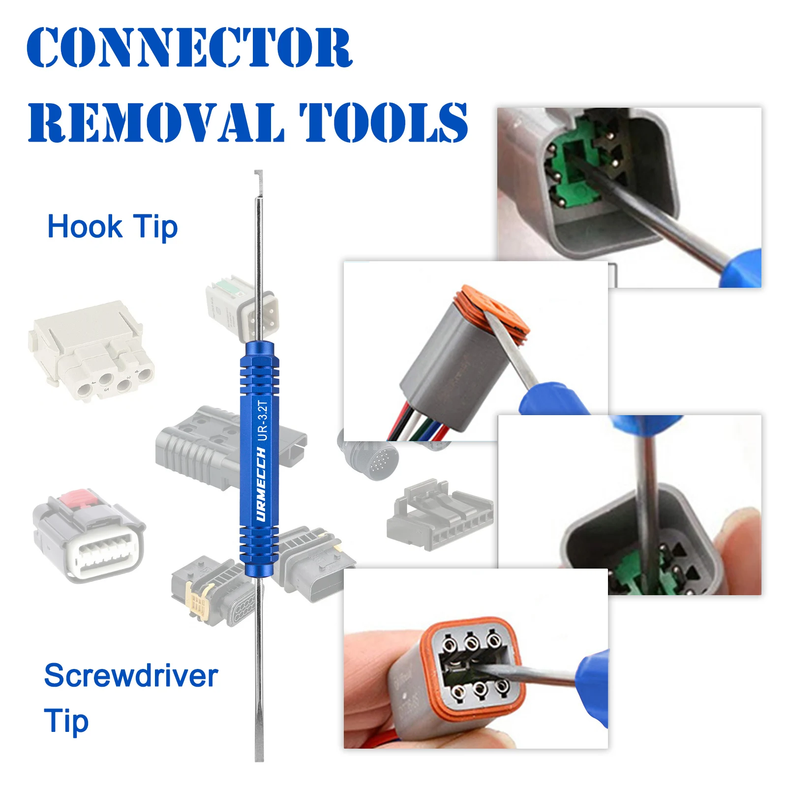 Deutsch Pin Removal Tool Connector Wire Plug Pin Extractor Puller Release with Automatic Wire Stripper and Cutter Kit and Storag