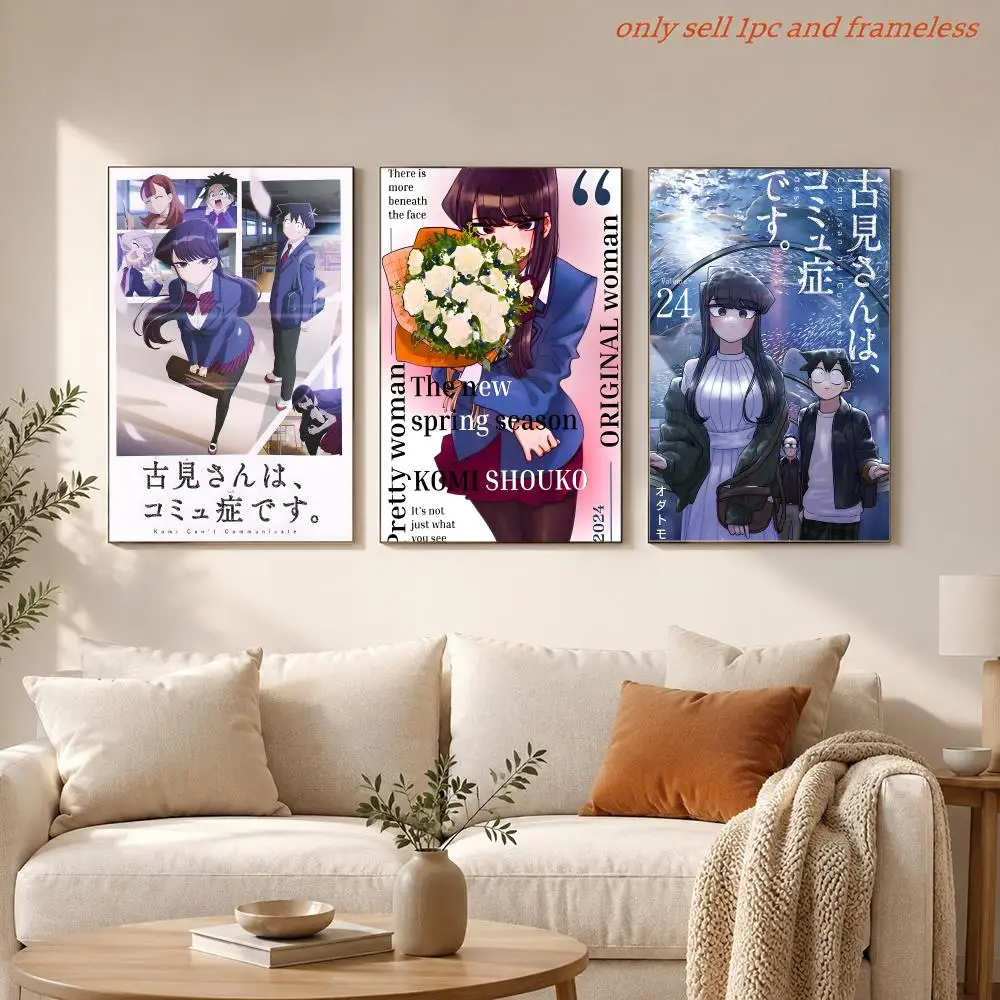 Anime Komi Can Not Communicate-K Poster Sticky Wall Art Printing Waterproof Home Living Bed Room Aesthetic Decor