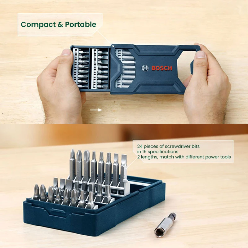 Imagem -02 - Bosch-broca de Alta Dureza Grupo Chave de Fenda Kit de Mistura Impacto Bits Driver Bosch Acessórios Power Tool Pcs 15 Pcs 25 Pcs