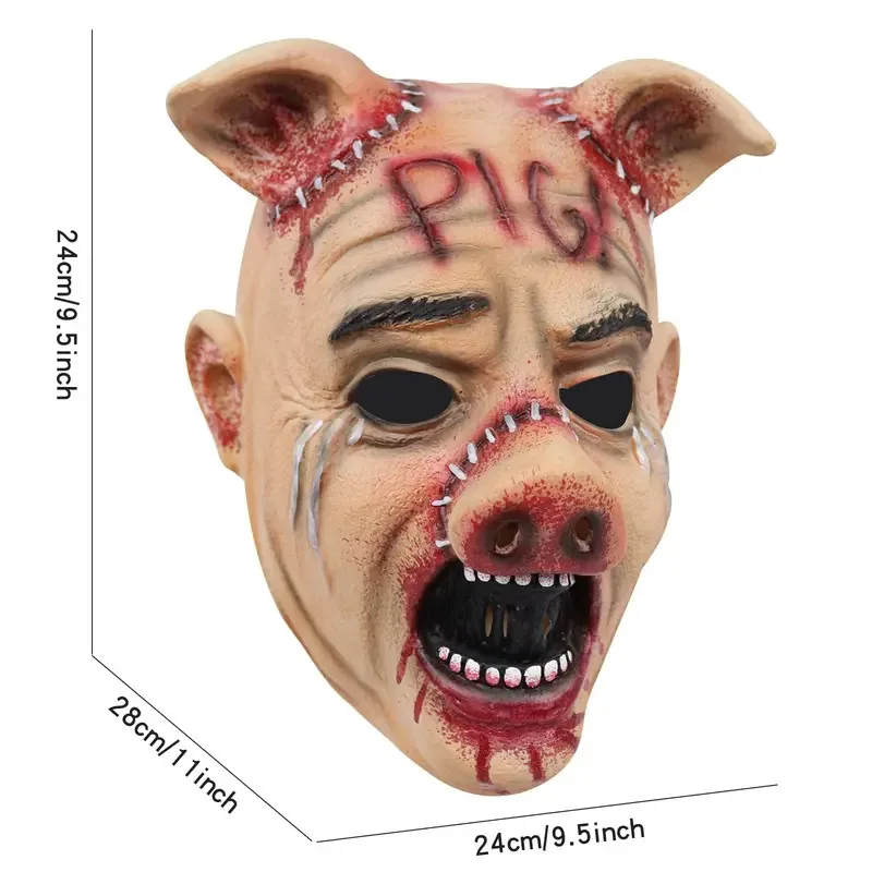 Scary Jigsaw Pig Horror Animal Latex Realistic Mask Halloween Costume Props sf/1