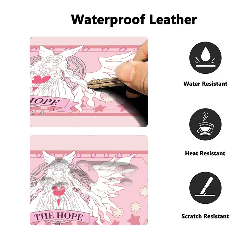Pink Hope Goddess PU Leather Desk Pad Mouse Protector Non-Slip Large Mouse Pad Home &Office Desk Mat PU Leather Laptop Desk Pad