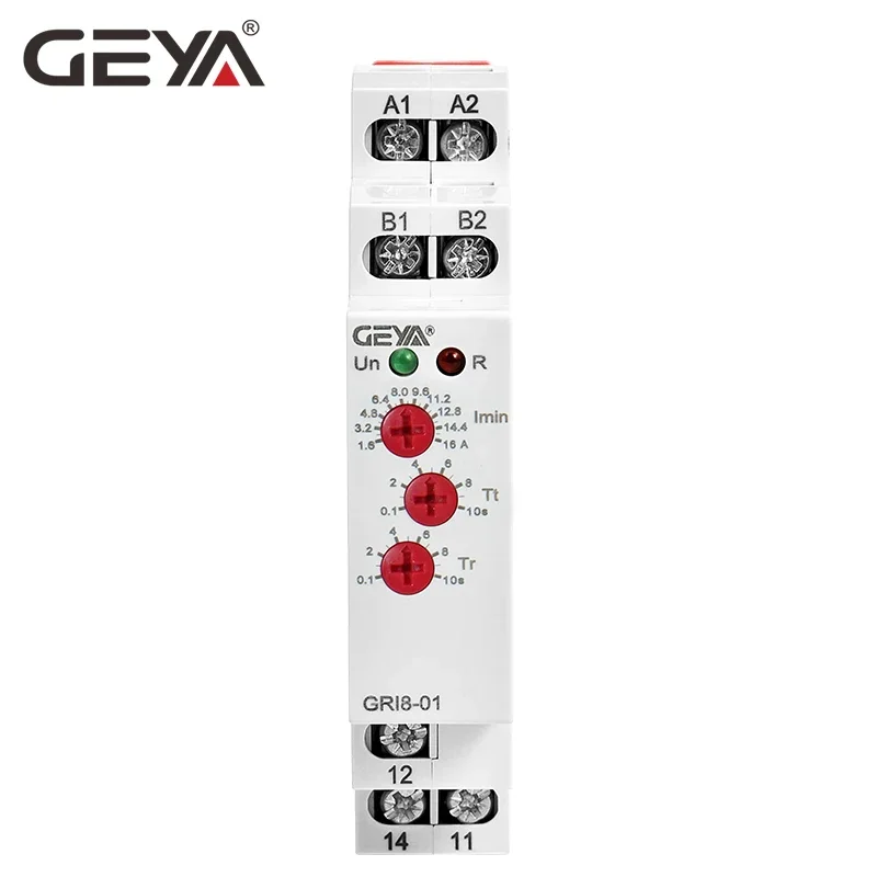 GEYA GRI8-01/02 Over / Under current Monitoring Relay 10A Current Sensing Relay Din Rail Mounted Current Monitor AC/DC24V-240V