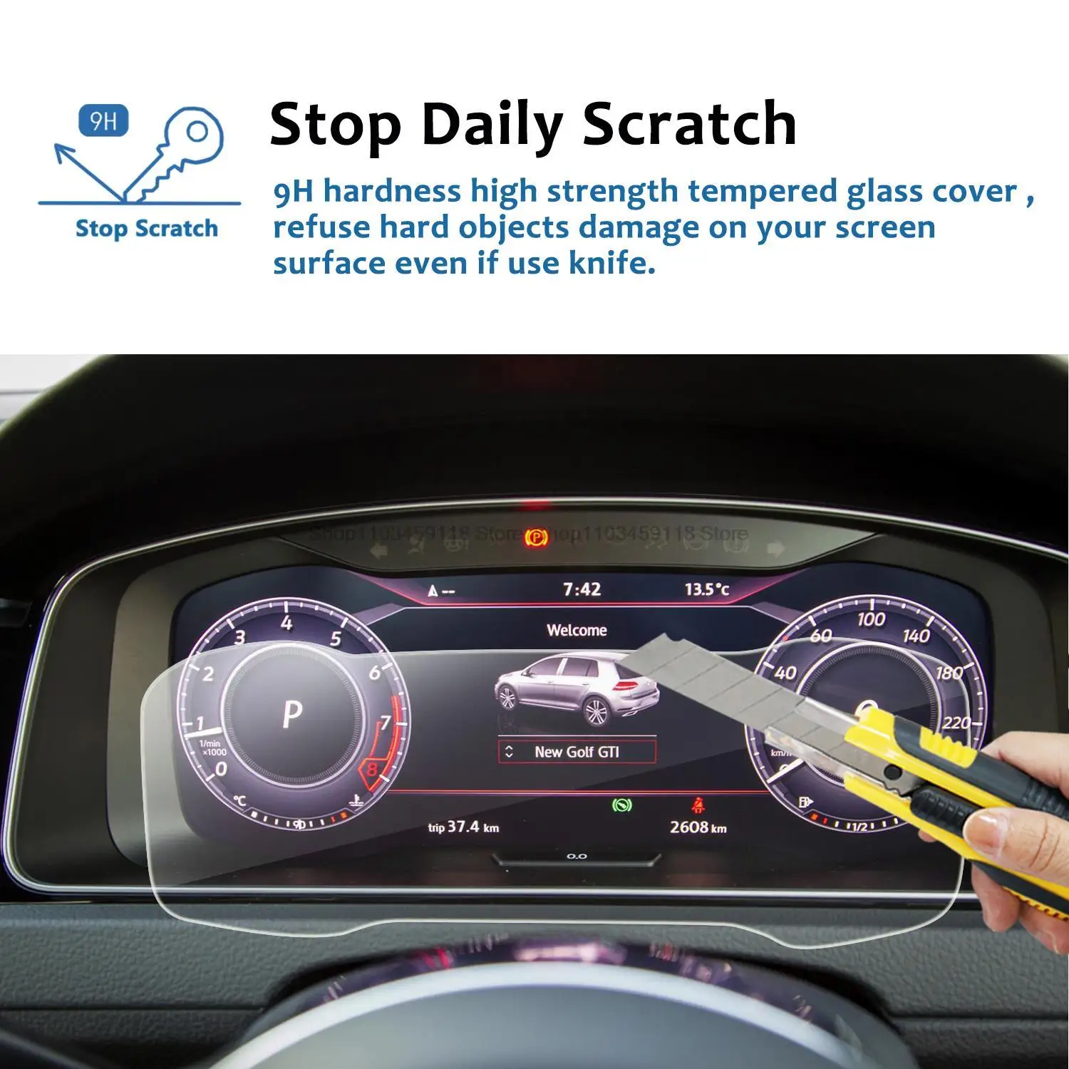 Tempered Glass Screen protector For Golf 7 Digital Cockpit 2018  12.3 Inch  Car Instrument  car interior anti-scratch  fittings