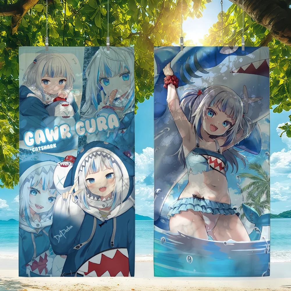 VTuber Gawr Gura Towel For Swim Yoga Gym Quick Drying Soft and skin-friendly Beach Towels All-Season