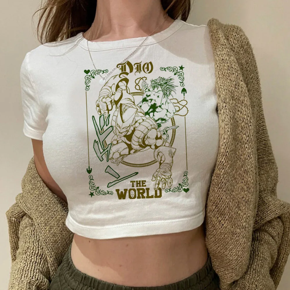 Jojo Bizarre Adventure cropped top shoujo japan 2000s harajuku scene  t-shirt vintage summer graphic japanese goth