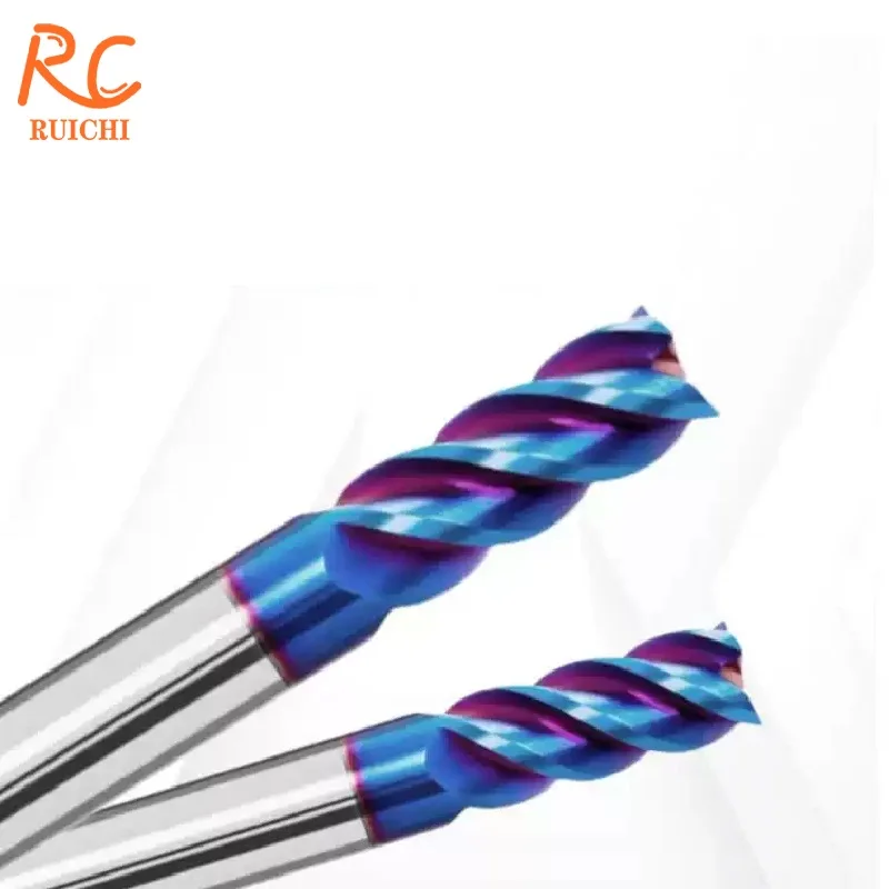 

60-Degree 4-Blade Nano Blue Tungsten Steel Milling Cutter Cnc Cnc Nano Blue Flat Bottom End Milling Cutter