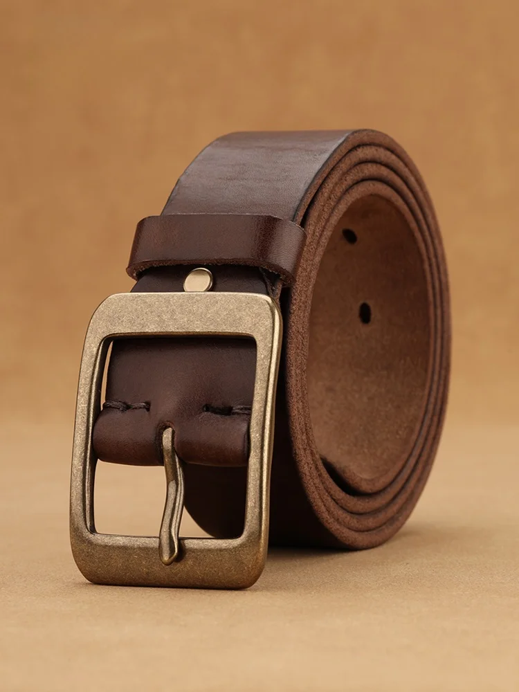 copper-buckle-leather-belt-men's-waist-belt-jeans-vintage-belt-casual-style-top-layer-pure-cowhide-needle-buckle