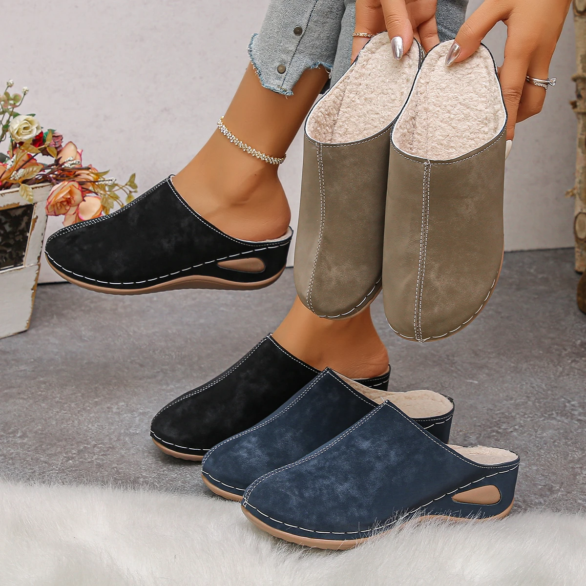 2025 النساء النعال مغلقة تو إسفين الصنادل خمر السيدات منصة أحذية مصممين جديد الصيف شباشب على الموضة الشرائح النساء