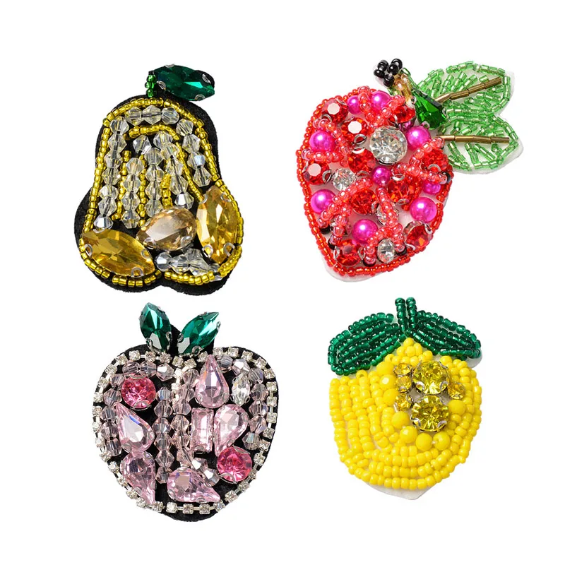 Handmade beaded tropical fruit appliqué rhinestone embroidery accessories