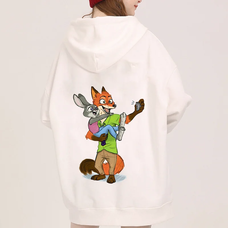 Disney Zootopia Judy Nick Men Women Hoodies Casual Hip Hop Streetwear Long Sleeves Sweatshirts Boys Girls Autumn Tops Coats