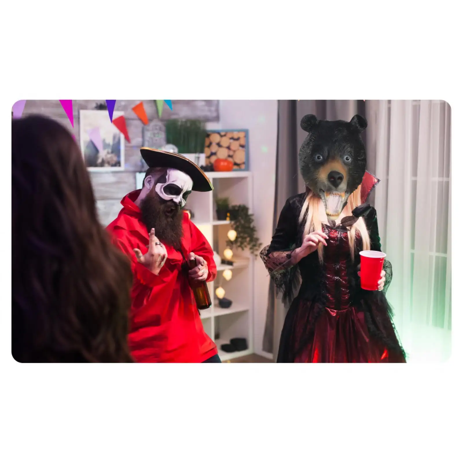 무서운 곰 라텍스 마스크 동물 머리 장식 할로윈 성인 코스프레 카니발 의상