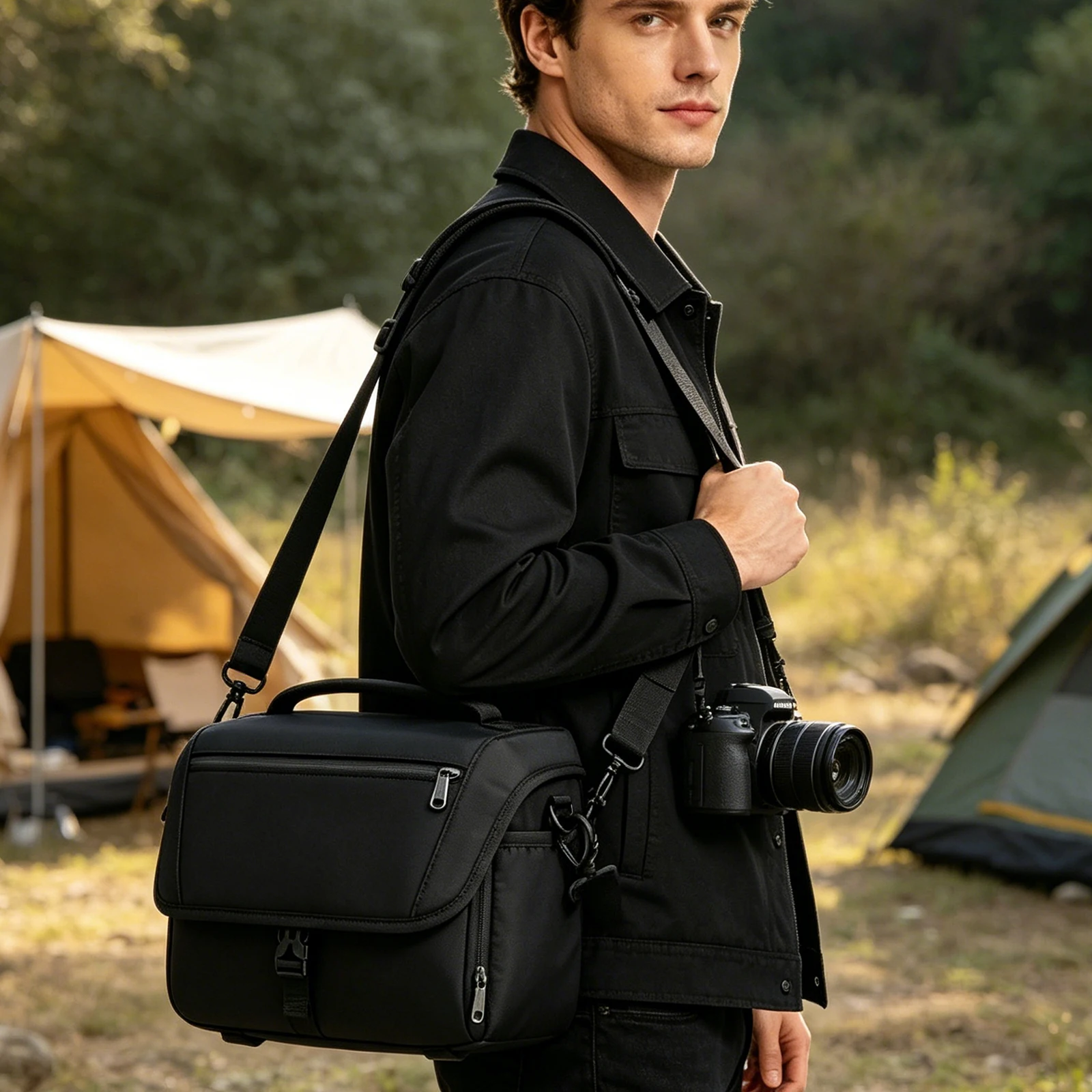Compact Camera Shoulder Bags for Photographers with Rain Cover Photography Purse for Mirrorless Or Standard DSLR Cameras