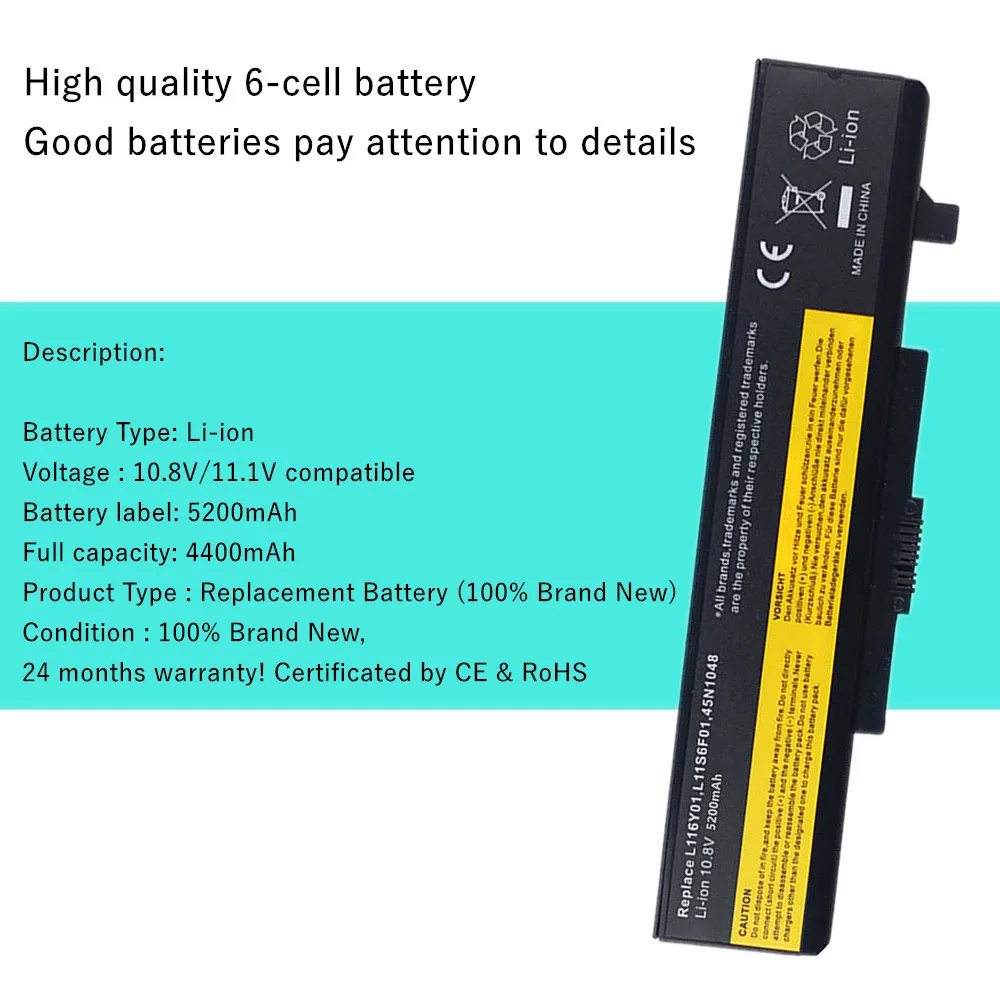 Laptop Battery For Lenovo IdeaPad G400 G500 G480 G585 Y480 Y485 Y580 Z380 Z580 G485 G580 Y480N Y480P Y485N IY485 Z380 Z480 Z485