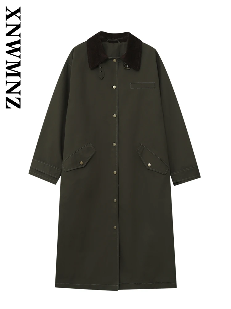 

XNWMNZ 2025 Summer New Women Clothing Fashion Commuting Long Sleeve Coat Casual Chic Woman's Turn-down Collar Simple Windbreaker