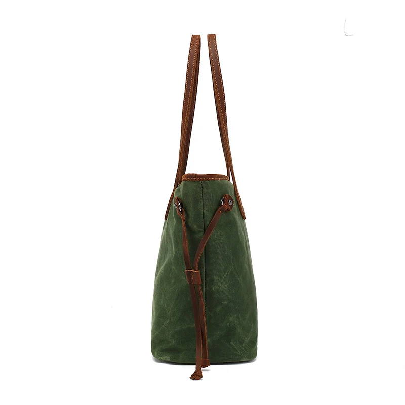 Cross-body bag lady backpack retro tote waxed leather waterproof shopping bag