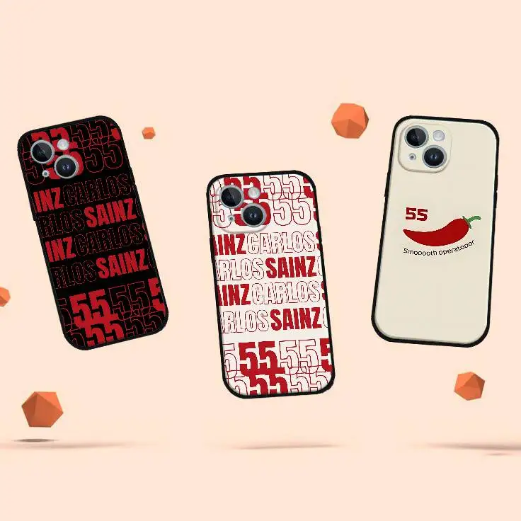 55 الفلفل الحار شعار C-Carlos S-Sainz جراب هاتف جراب هاتف آيفون 17 16 15 14 13 12 11 X XR XS Plus Pro Max غطاء أسود ناعم صغير #5