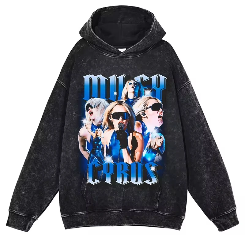 Miley ciro felpa con cappuccio cantante femminile Hip Hop Vintage lavato felpe con cappuccio Pullover oversize Harajuku felpe con cappuccio uomo