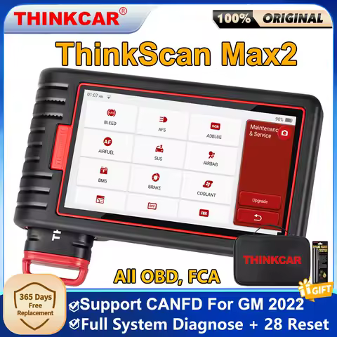 THINKCAR ThinkScan Max2 All System Diagnostic Tool OBD2 Scanner 28 Resets Bi-Directional ECU Coding Support CANFD Lifetime Free
