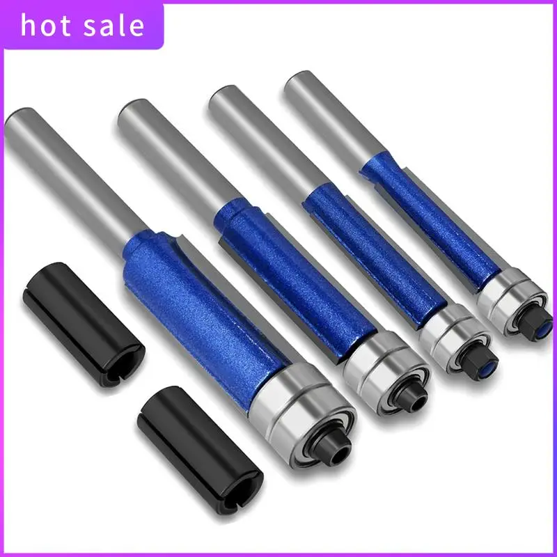 

4PC Straight Router Bits Set 1/4 Inch Shank,Bottom Top Bearing Flush Trim Router Bit Kit Flush Cut Router Bit For Woodworking