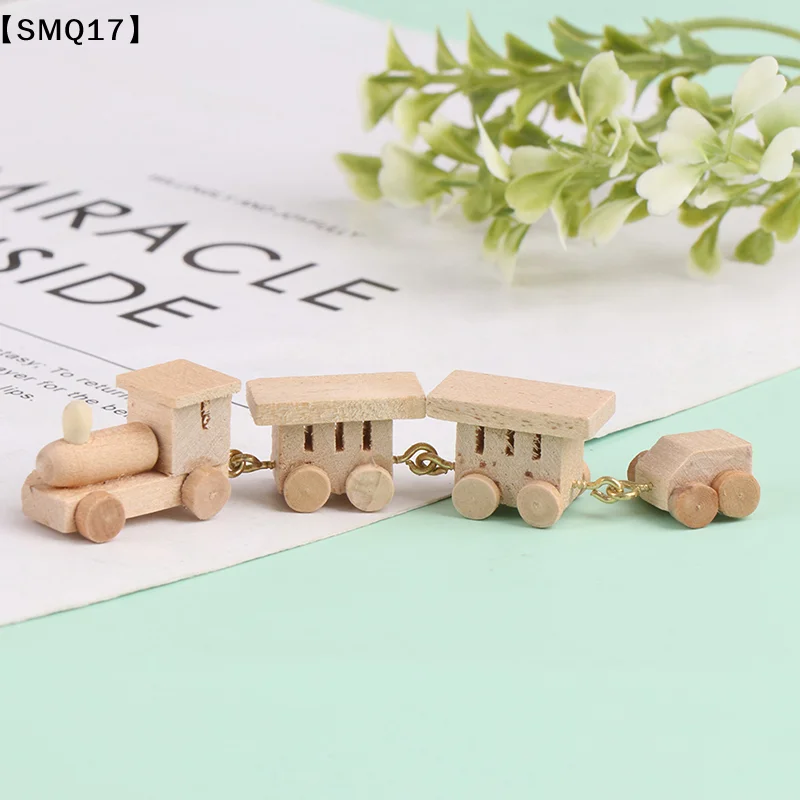 1Pc 1:12 Dollhouse Miniature Wooden Train Simulation Model Toy Doll House Decor【SMQ】