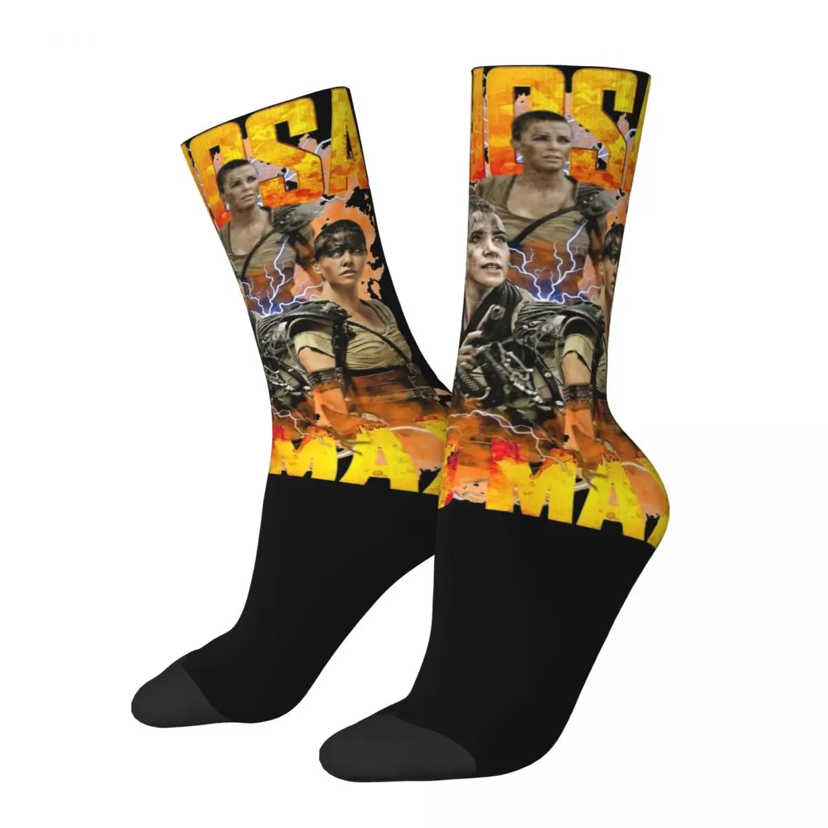 

Retro Women Men Mad Max Furiosa Bootleg Design Socks 2024 Movie Flim Accessories Crew Socks Warm Best Gift Idea