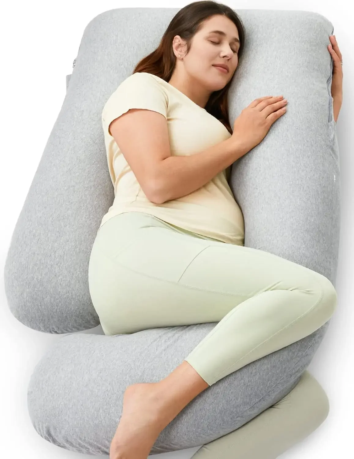 

U Shaped Pregnancy Pillows with Cotton Removable Cover, 57 Inch Full Body Pillow Maternity Support, Must Have for Pregnant Women