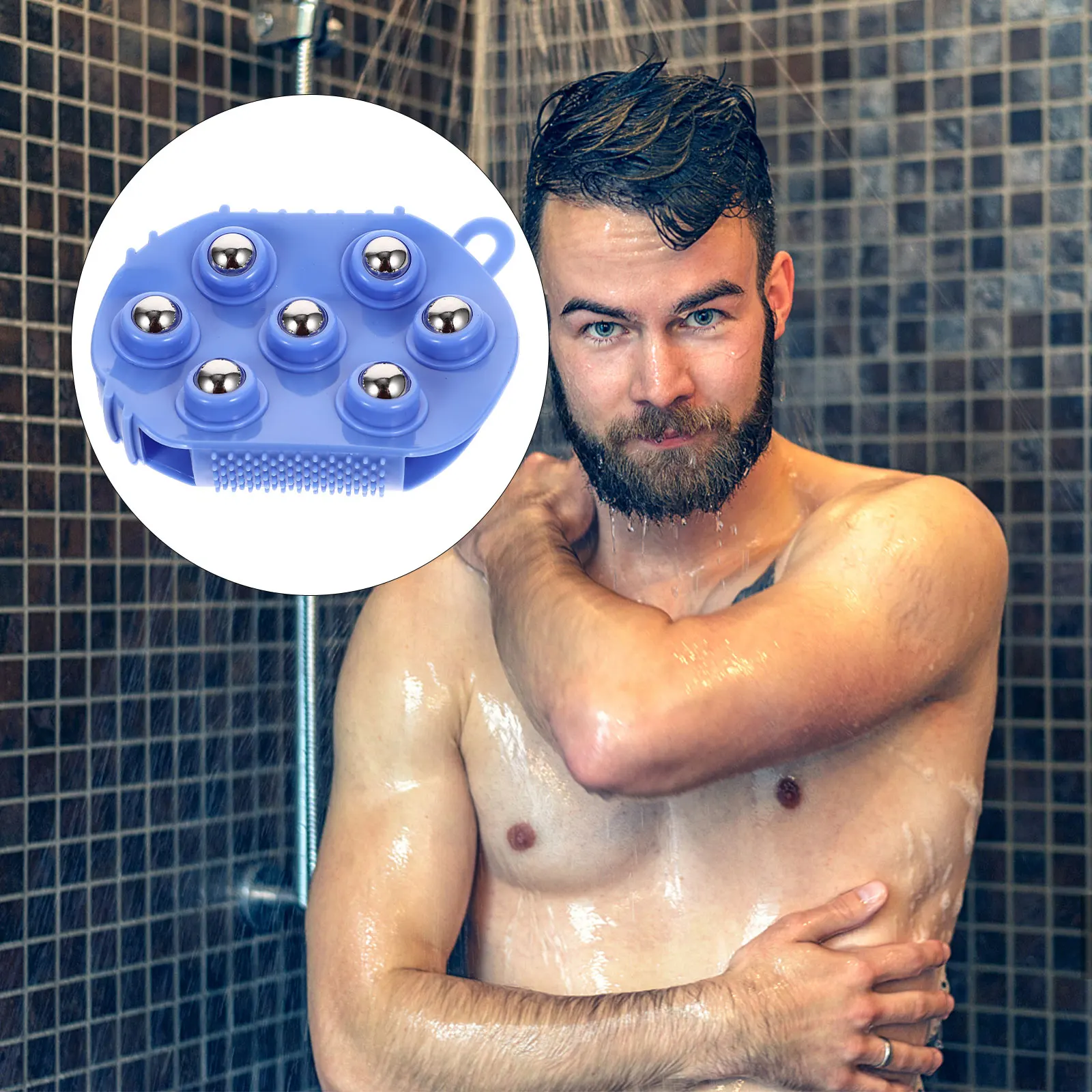 

2 шт., массажная щетка, вращающаяся на 360 градусов, семь шариков, роликовый массажер для мышц тела, шеи, спины, ног, облегчение боли в руках