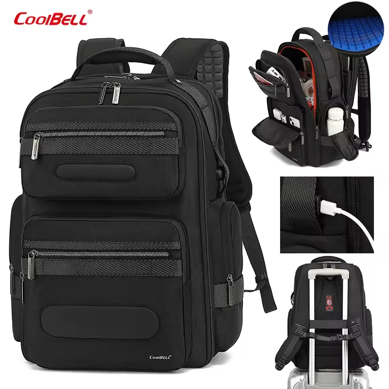 Men 29 L Waterproof Backpack Large-capacity For 17.3 inch Laptop With External Charging Port, 180° Opening and Closing